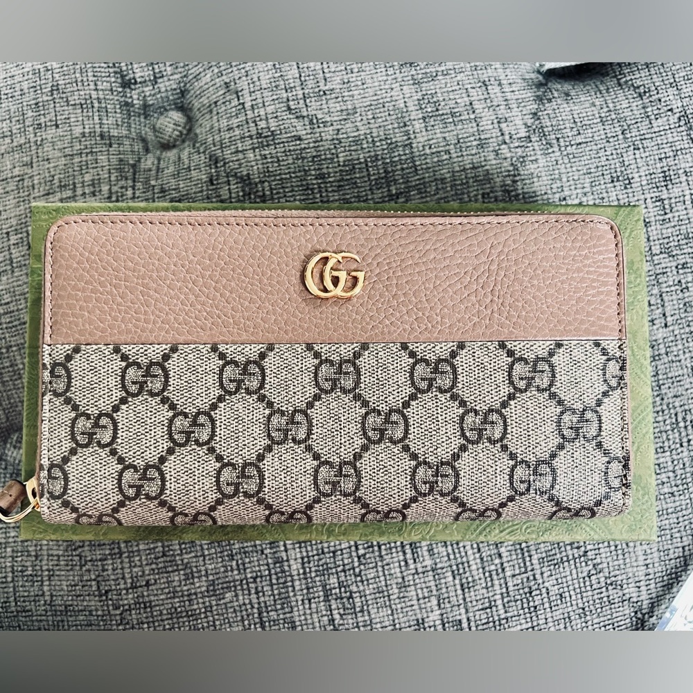 Gucci Pink and Brown Monogram Wallet